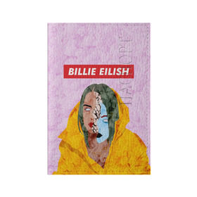 Обложка для паспорта матовая кожа с принтом BILLIE EILISH в Тюмени, натуральная матовая кожа | размер 19,3 х 13,7 см; прозрачные пластиковые крепления | bad guy | billie | eilish | ocean eyes | айлиш | билли | девушка | певица | эйлиш