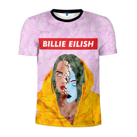 Мужская футболка 3D спортивная с принтом BILLIE EILISH в Тюмени, 100% полиэстер с улучшенными характеристиками | приталенный силуэт, круглая горловина, широкие плечи, сужается к линии бедра | bad guy | billie | eilish | ocean eyes | айлиш | билли | девушка | певица | эйлиш