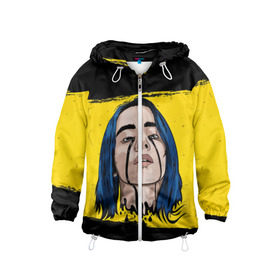 Детская ветровка 3D с принтом BILLIE EILISH в Тюмени, 100% полиэстер | подол и капюшон оформлены резинкой с фиксаторами, по бокам два кармана без застежек, один потайной карман на груди | bad guy | billie | eilish | ocean eyes | айлиш | билли | девушка | певица | эйлиш