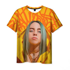 Мужская футболка 3D с принтом BILLIE EILISH в Тюмени, 100% полиэфир | прямой крой, круглый вырез горловины, длина до линии бедер | Тематика изображения на принте: bad guy | billie | eilish | ocean eyes | айлиш | билли | девушка | певица | эйлиш