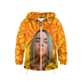 Детская ветровка 3D с принтом BILLIE EILISH в Тюмени, 100% полиэстер | подол и капюшон оформлены резинкой с фиксаторами, по бокам два кармана без застежек, один потайной карман на груди | bad guy | billie | eilish | ocean eyes | айлиш | билли | девушка | певица | эйлиш