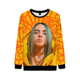 Женский свитшот 3D с принтом BILLIE EILISH в Тюмени, 100% полиэстер с мягким внутренним слоем | круглый вырез горловины, мягкая резинка на манжетах и поясе, свободная посадка по фигуре | bad guy | billie | eilish | ocean eyes | айлиш | билли | девушка | певица | эйлиш