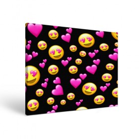Холст прямоугольный с принтом ВЛЮБЛЕННЫЕ СМАЙЛИКИ в Тюмени, 100% ПВХ |  | emoji | настроение | позитив | смайлики | смайлы | стикеры | текстура смайл | улыбки | фон смайл | эмодзи