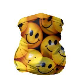 Бандана-труба 3D с принтом ЖЕЛТЫЕ СМАЙЛИКИ в Тюмени, 100% полиэстер, ткань с особыми свойствами — Activecool | плотность 150‒180 г/м2; хорошо тянется, но сохраняет форму | emoji | настроение | позитив | смайлики | смайлы | стикеры | текстура смайл | улыбки | фон смайл | эмодзи