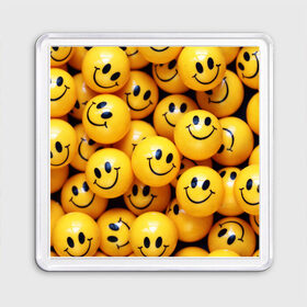 Магнит 55*55 с принтом ЖЕЛТЫЕ СМАЙЛИКИ в Тюмени, Пластик | Размер: 65*65 мм; Размер печати: 55*55 мм | Тематика изображения на принте: emoji | настроение | позитив | смайлики | смайлы | стикеры | текстура смайл | улыбки | фон смайл | эмодзи