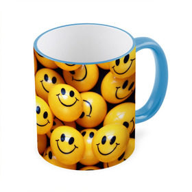 Кружка с принтом ЖЕЛТЫЕ СМАЙЛИКИ в Тюмени, керамика | ёмкость 330 мл | emoji | настроение | позитив | смайлики | смайлы | стикеры | текстура смайл | улыбки | фон смайл | эмодзи