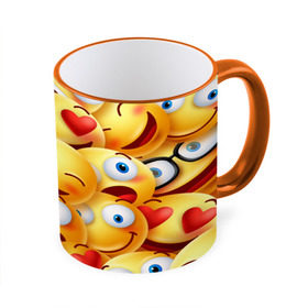 Кружка с принтом emoji в Тюмени, керамика | ёмкость 330 мл | emoji | настроение | позитив | смайлики | смайлы | стикеры | текстура смайл | улыбки | фон смайл | эмодзи