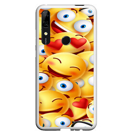 Чехол для Honor P Smart Z с принтом emoji в Тюмени, Силикон | Область печати: задняя сторона чехла, без боковых панелей | emoji | настроение | позитив | смайлики | смайлы | стикеры | текстура смайл | улыбки | фон смайл | эмодзи