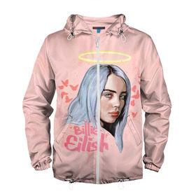 Мужская ветровка 3D с принтом BILLIE EILISH в Тюмени, 100% полиэстер | подол и капюшон оформлены резинкой с фиксаторами, два кармана без застежек по бокам, один потайной карман на груди | Тематика изображения на принте: bad guy | billie | eilish | ocean eyes | айлиш | билли | девушка | певица | эйлиш