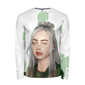 Мужской лонгслив 3D с принтом BILLIE EILISH в Тюмени, 100% полиэстер | длинные рукава, круглый вырез горловины, полуприлегающий силуэт | bad guy | billie | eilish | ocean eyes | айлиш | билли | девушка | певица | эйлиш