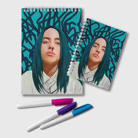 Блокнот с принтом BILLIE EILISH в Тюмени, 100% бумага | 48 листов, плотность листов — 60 г/м2, плотность картонной обложки — 250 г/м2. Листы скреплены удобной пружинной спиралью. Цвет линий — светло-серый
 | Тематика изображения на принте: bad guy | billie | eilish | ocean eyes | айлиш | билли | девушка | певица | эйлиш