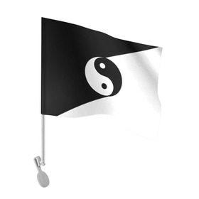 Флаг для автомобиля с принтом Инь - янь (#1) в Тюмени, 100% полиэстер | Размер: 30*21 см | black | signs | white. | ying   yang | белый | знаки | инь   янь | чёрный