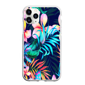 Чехол для iPhone 11 Pro Max матовый с принтом TROPIC FLOWER в Тюмени, Силикон |  | bright | colorful | neon | retro | vintage | винтаж | неон | неоновые | пальмы | ретро | ретро неон | тропики | тропические листья