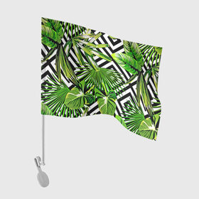Флаг для автомобиля с принтом TROPIC TEXTURE в Тюмени, 100% полиэстер | Размер: 30*21 см | Тематика изображения на принте: bright | colorful | neon | retro | vintage | винтаж | неон | неоновые | пальмы | ретро | ретро неон | тропики | тропические листья