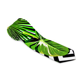 Галстук 3D с принтом TROPIC TEXTURE в Тюмени, 100% полиэстер | Длина 148 см; Плотность 150-180 г/м2 | bright | colorful | neon | retro | vintage | винтаж | неон | неоновые | пальмы | ретро | ретро неон | тропики | тропические листья