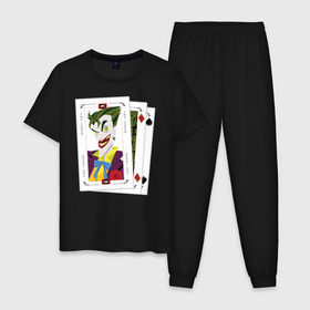 Мужская пижама хлопок с принтом Joker cards в Тюмени, 100% хлопок | брюки и футболка прямого кроя, без карманов, на брюках мягкая резинка на поясе и по низу штанин
 | batman | dc | dc джокер | detective comics | harley | joker | shtatjoker | the joker | бетмен | джокер | злодей | харли