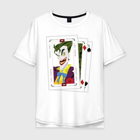 Мужская футболка хлопок Oversize с принтом  Joker cards в Тюмени, 100% хлопок | свободный крой, круглый ворот, “спинка” длиннее передней части | batman | dc | dc джокер | detective comics | harley | joker | shtatjoker | the joker | бетмен | джокер | злодей | харли