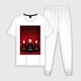 Мужская пижама хлопок с принтом Babymetal art в Тюмени, 100% хлопок | брюки и футболка прямого кроя, без карманов, на брюках мягкая резинка на поясе и по низу штанин
 | Тематика изображения на принте: heavy | japan | kawaii | metal | music | rock | кавай | метал | музыка | рок | хэви | япония