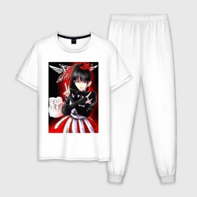 Мужская пижама хлопок с принтом Babymetal anime в Тюмени, 100% хлопок | брюки и футболка прямого кроя, без карманов, на брюках мягкая резинка на поясе и по низу штанин
 | anime | heavy | japan | kawaii | metal | music | rock | аниме | кавай | метал | музыка | рок | хэви | япония