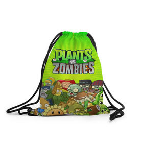 Рюкзак-мешок 3D с принтом PLANTS VS ZOMBIES в Тюмени, 100% полиэстер | плотность ткани — 200 г/м2, размер — 35 х 45 см; лямки — толстые шнурки, застежка на шнуровке, без карманов и подкладки | plants and zombies | plants vs zombies | зомби | игры | растения | растения против зомби