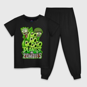 Детская пижама хлопок с принтом PLANTS VS ZOMBIES в Тюмени, 100% хлопок |  брюки и футболка прямого кроя, без карманов, на брюках мягкая резинка на поясе и по низу штанин
 | Тематика изображения на принте: plants and zombies | plants vs zombies | зомби | игры | растения | растения против зомби