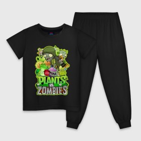 Детская пижама хлопок с принтом PLANTS VS ZOMBIES в Тюмени, 100% хлопок |  брюки и футболка прямого кроя, без карманов, на брюках мягкая резинка на поясе и по низу штанин
 | plants and zombies | plants vs zombies | зомби | игры | растения | растения против зомби
