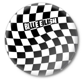 Значок с принтом BILLIE EILISH в Тюмени,  металл | круглая форма, металлическая застежка в виде булавки | Тематика изображения на принте: bad guy | billie | eilish | ocean eyes | айлиш | билли | девушка | клетка | певица | эйлиш