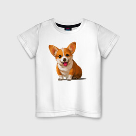 Детская футболка хлопок с принтом Корги в Тюмени, 100% хлопок | круглый вырез горловины, полуприлегающий силуэт, длина до линии бедер | вельш корги | домашние животные | корги | пес | собака | собачнику | щенок