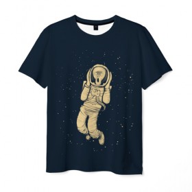 Мужская футболка 3D с принтом Крик В Космосе в Тюмени, 100% полиэфир | прямой крой, круглый вырез горловины, длина до линии бедер | cry | krik | scream | skrik | sound | space | звук | искусство | картина | картинка | космонавт | космос | крик | мем | мемы | прикольная | прикольные | рисунок | тишина