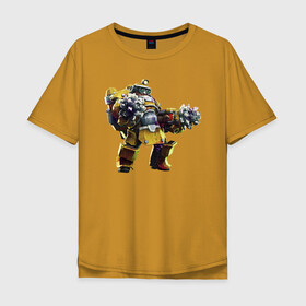 Мужская футболка хлопок Oversize с принтом Deep Rock Galactic в Тюмени, 100% хлопок | свободный крой, круглый ворот, “спинка” длиннее передней части | deep rock galactic dwarf гном