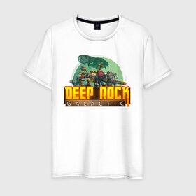 Мужская футболка хлопок с принтом Deep Rock Galactic в Тюмени, 100% хлопок | прямой крой, круглый вырез горловины, длина до линии бедер, слегка спущенное плечо. | Тематика изображения на принте: deep rock galactic dwarf гном