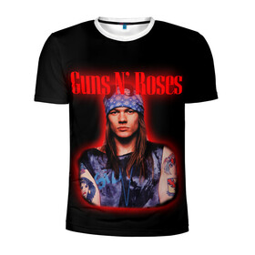 Мужская футболка 3D спортивная с принтом Guns n roses + Спина  в Тюмени, 100% полиэстер с улучшенными характеристиками | приталенный силуэт, круглая горловина, широкие плечи, сужается к линии бедра | Тематика изображения на принте: axl rose | geffen records | gnr | guns | rock | roses | slash | гансы | пистолеты | розы | рок | слеш | эксл роуз