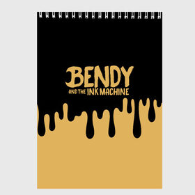 Скетчбук с принтом Bendy And The Ink Machine в Тюмени, 100% бумага
 | 48 листов, плотность листов — 100 г/м2, плотность картонной обложки — 250 г/м2. Листы скреплены сверху удобной пружинной спиралью | bendy | bendy and the ink machine | бенди | бени | бенни | детская | детям | игра | капли | компьютерная игра | краска | машина | подтеки | розовая | ужастик