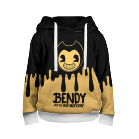 Детская толстовка 3D с принтом Bendy And The Ink Machine в Тюмени, 100% полиэстер | двухслойный капюшон со шнурком для регулировки, мягкие манжеты на рукавах и по низу толстовки, спереди карман-кенгуру с мягким внутренним слоем | Тематика изображения на принте: bendy | bendy and the ink machine | бенди | бени | бенни | детская | детям | игра | капли | компьютерная игра | краска | машина | подтеки | розовая | ужастик