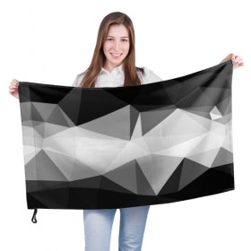 Флаг 3D с принтом GRAY&BLACK в Тюмени, 100% полиэстер | плотность ткани — 95 г/м2, размер — 67 х 109 см. Принт наносится с одной стороны | 