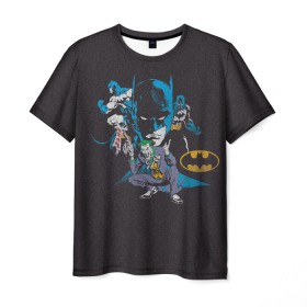 Мужская футболка 3D с принтом Batman classic в Тюмени, 100% полиэфир | прямой крой, круглый вырез горловины, длина до линии бедер | Тематика изображения на принте: bat man | batman | batman comics | caped crusader | comics | dark knight | shtatbat | бетмен | брюс уэйн | бэт мен | бэтмен | тёмный рыцарь