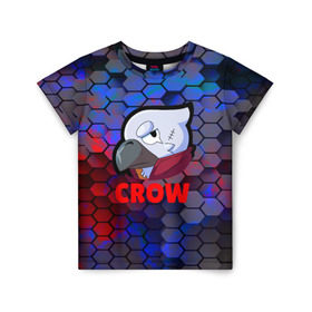 Детская футболка 3D с принтом Brawl Stars CROW в Тюмени, 100% гипоаллергенный полиэфир | прямой крой, круглый вырез горловины, длина до линии бедер, чуть спущенное плечо, ткань немного тянется | android | brawl stars | crow | games | leon | mobile game | stars | ворон | игры | леон | мобильные игры