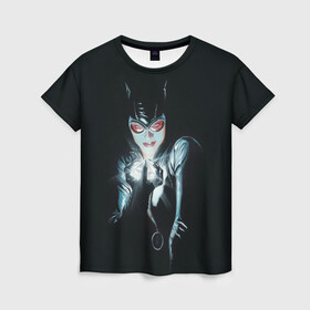 Женская футболка 3D с принтом Catwoman в Тюмени, 100% полиэфир ( синтетическое хлопкоподобное полотно) | прямой крой, круглый вырез горловины, длина до линии бедер | cat woman | catwoman | selina kyle | shtatbat | женщина кошка | кэт вуман