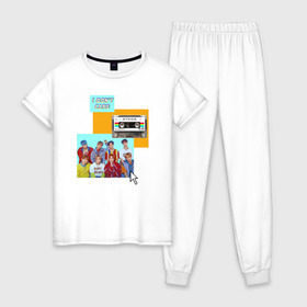 Женская пижама хлопок с принтом Ateez в Тюмени, 100% хлопок | брюки и футболка прямого кроя, без карманов, на брюках мягкая резинка на поясе и по низу штанин | ateez | k pop | корейская группа | музыка | парни