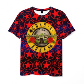 Мужская футболка 3D с принтом Guns n roses в Тюмени, 100% полиэфир | прямой крой, круглый вырез горловины, длина до линии бедер | axl rose | geffen records | gnr | guns | rock | roses | slash | гансы | пистолеты | розы | рок | слеш | эксл роуз