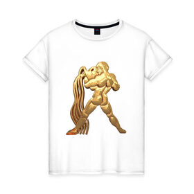Женская футболка хлопок с принтом Водолей в Тюмени, 100% хлопок | прямой крой, круглый вырез горловины, длина до линии бедер, слегка спущенное плечо | 