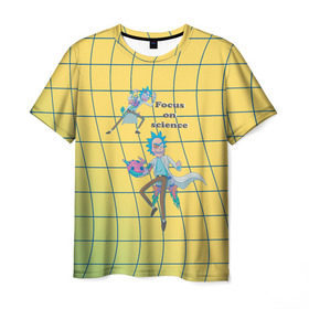 Мужская футболка 3D с принтом Рик и Морти Focus on science в Тюмени, 100% полиэфир | прямой крой, круглый вырез горловины, длина до линии бедер | dsgnzaets | rick and morty | rick sanchez | vdzajul | миссикс | морти | плюмбус | рик | рик и морти