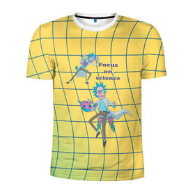 Мужская футболка 3D спортивная с принтом Рик и Морти Focus on science в Тюмени, 100% полиэстер с улучшенными характеристиками | приталенный силуэт, круглая горловина, широкие плечи, сужается к линии бедра | dsgnzaets | rick and morty | rick sanchez | vdzajul | миссикс | морти | плюмбус | рик | рик и морти