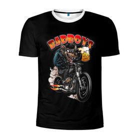 Мужская футболка 3D спортивная с принтом Байкер в Тюмени, 100% полиэстер с улучшенными характеристиками | приталенный силуэт, круглая горловина, широкие плечи, сужается к линии бедра | art | beer | арт | байкер | волк | мотоцикл | фантастика