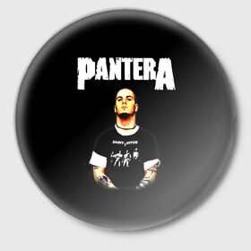 Значок с принтом Pantera в Тюмени,  металл | круглая форма, металлическая застежка в виде булавки | american | anselmo | havy metal | pantera | philip anselmo | trash metal | ансельмо | пантера | фил ансельмо