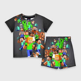 Детский костюм с шортами 3D с принтом MINECRAFT ONLINE в Тюмени,  |  | craft | creeper | dungeon | dungeons | earth | game | logo | mine | minecraft | mobile | online | дунгеонс | земля | зомби | игра | крипер | лого | майкрафт | майнкрафт | мобайл | онлайн | подземелье | подземелья