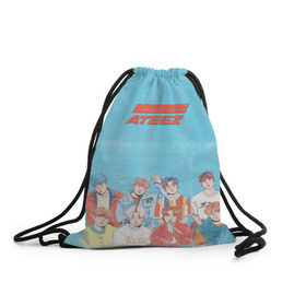 Рюкзак-мешок 3D с принтом Ateez K-pop в Тюмени, 100% полиэстер | плотность ткани — 200 г/м2, размер — 35 х 45 см; лямки — толстые шнурки, застежка на шнуровке, без карманов и подкладки | ateez | k pop | корейская группа | музыка | парни