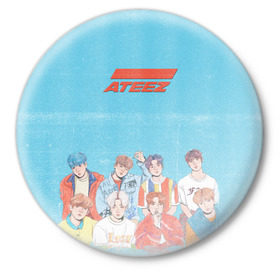 Значок с принтом Ateez K-pop в Тюмени,  металл | круглая форма, металлическая застежка в виде булавки | Тематика изображения на принте: ateez | k pop | корейская группа | музыка | парни