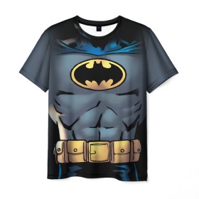 Мужская футболка 3D с принтом Batman костюм в Тюмени, 100% полиэфир | прямой крой, круглый вырез горловины, длина до линии бедер | bat man | batman | batman comics | caped crusader | comics | dark knight | shtatbat | бетмен | брюс уэйн | бэт мен | бэтмен | тёмный рыцарь