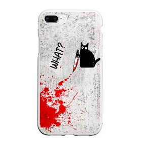 Чехол для iPhone 7Plus/8 Plus матовый с принтом What cat в Тюмени, Силикон | Область печати: задняя сторона чехла, без боковых панелей | cat | kitten | knife | what | кот | котёнок | кошка | кровь | нож | что